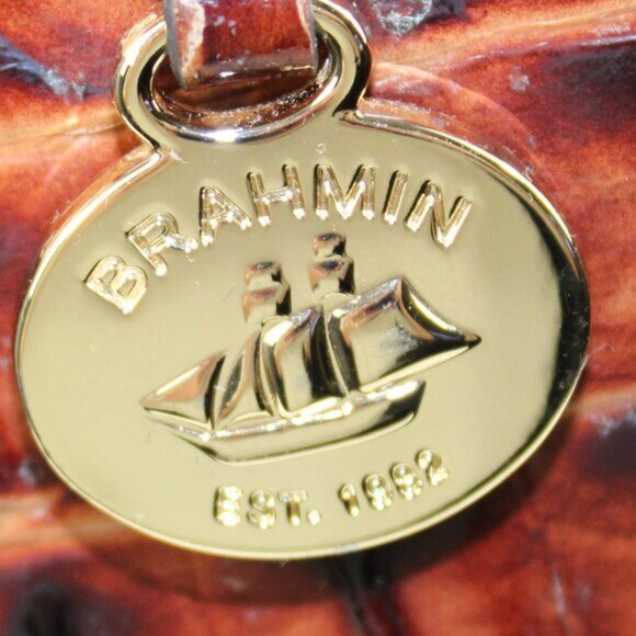 Brahmin Allie Pecan Melbourne Croc Embossed Sling Backpack - Picture 7 of 12